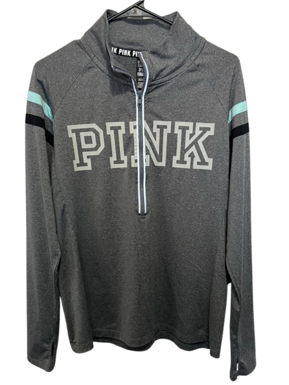 Victoria's Secret PINK Ultimate Grey Quarter Zip Athletic Pullover Top